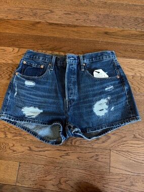 Levi’s 501 Dark Blue Distressed Denim Women’s Shorts size 30